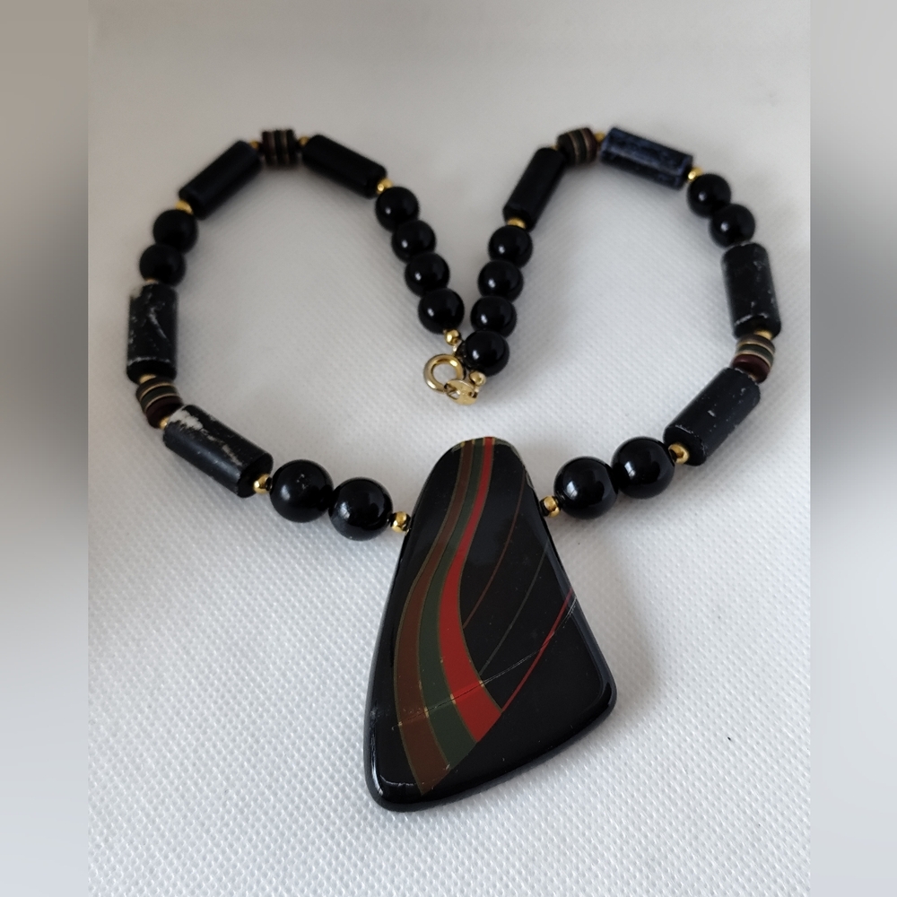 4/$50⭐️Vintage Statement Japan Ceramic/Porcelain Painted Necklace